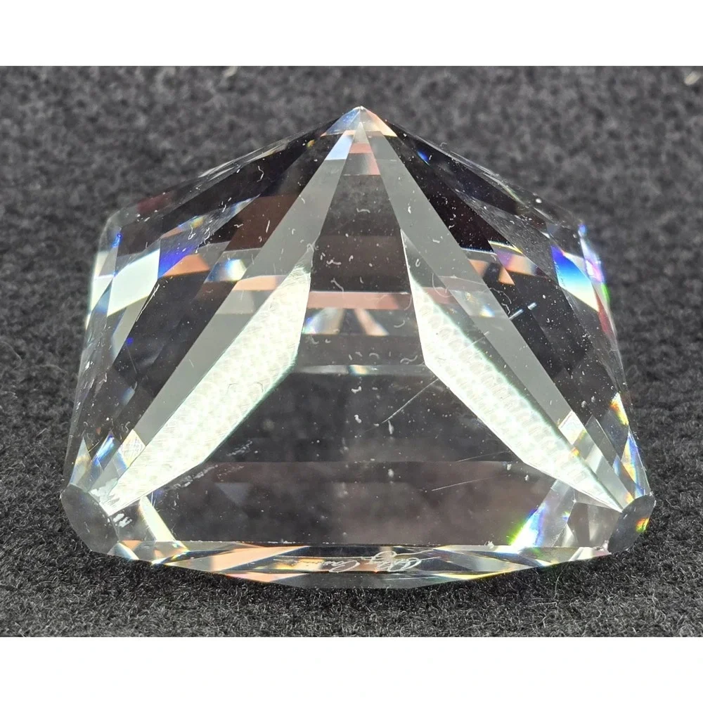 Vtg Oleg Cassini Crystal Paperweight Cut Square Cut Clear 2x1.5